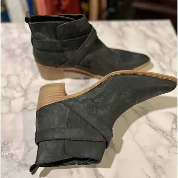 Free People Back Loop Ankle Boots In Black