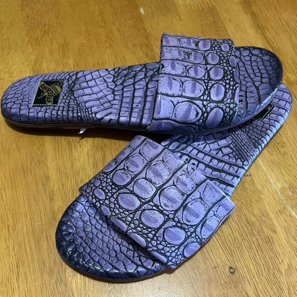 Freebird By Steven Tiki Purple Crocodile Slip On Sandals Size 7