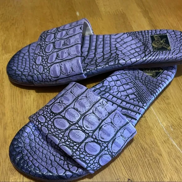 Freebird By Steven Tiki Purple Crocodile Slip On Sandals Size 7