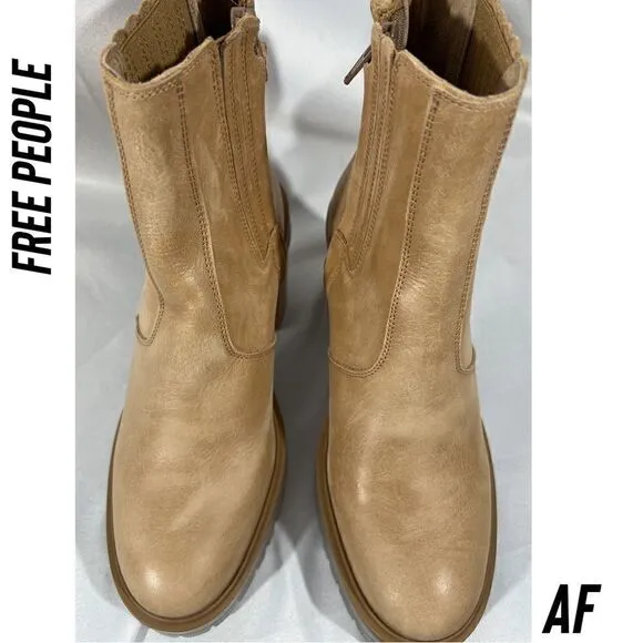 FREE PEOPLE JAMES CHELSEA BOOTS IN ALMOND SIZE 39 NEW