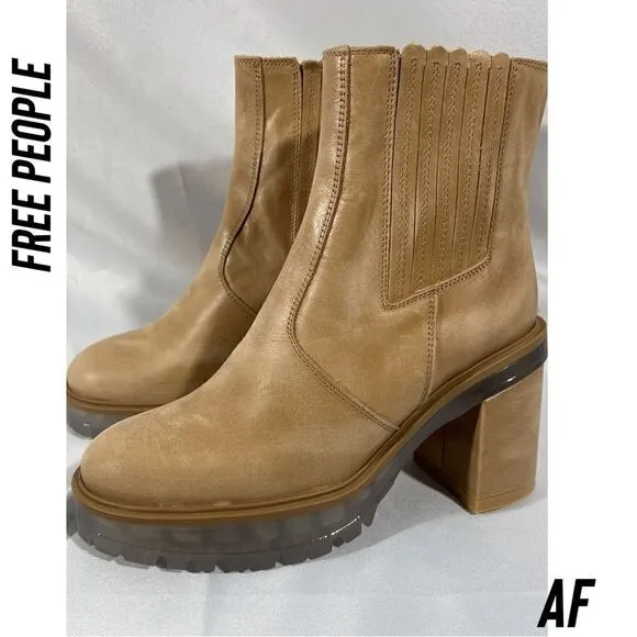 FREE PEOPLE JAMES CHELSEA BOOTS IN ALMOND SIZE 39 NEW