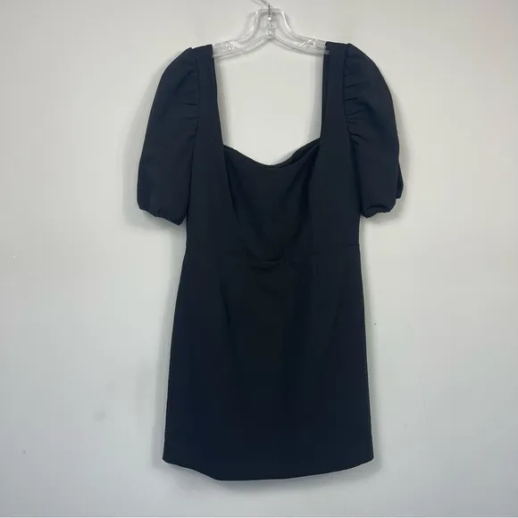 French Connection Whisper Cut Out Mini Dress Black NWT 71MZR Puff Sleeve Size 10