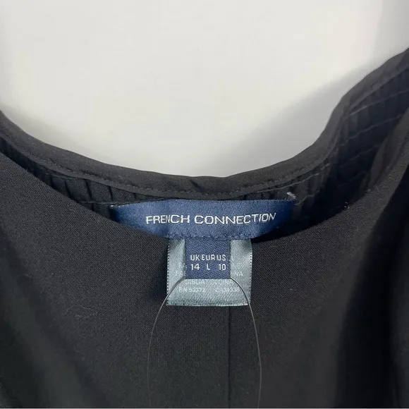 French Connection Whisper Cut Out Mini Dress Black NWT 71MZR Puff Sleeve Size 10