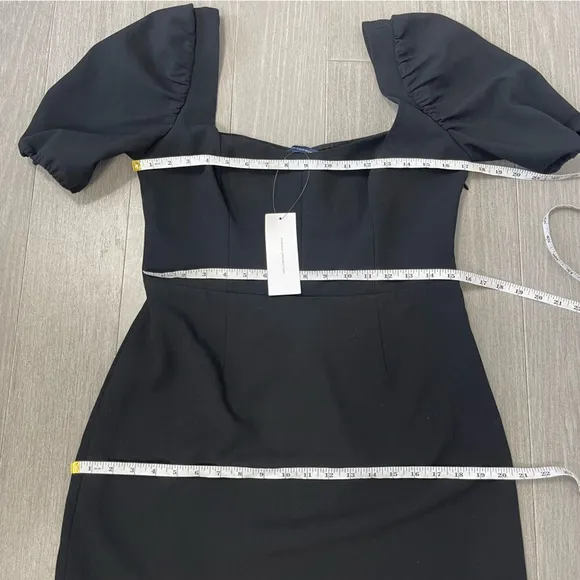 French Connection Whisper Cut Out Mini Dress Black NWT 71MZR Puff Sleeve Size 10
