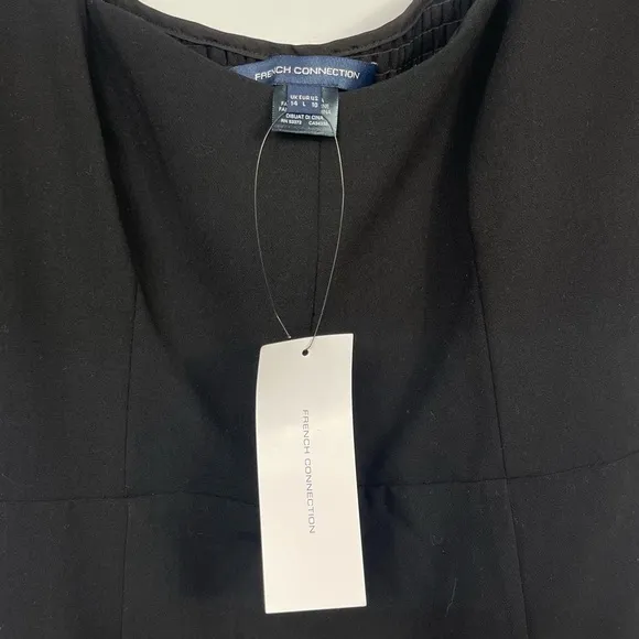 French Connection Whisper Cut Out Mini Dress Black NWT 71MZR Puff Sleeve Size 10