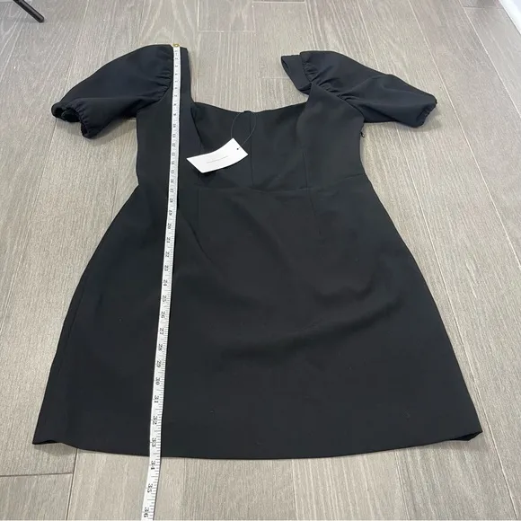 French Connection Whisper Cut Out Mini Dress Black NWT 71MZR Puff Sleeve Size 10
