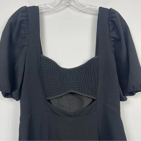 French Connection Whisper Cut Out Mini Dress Black NWT 71MZR Puff Sleeve Size 10