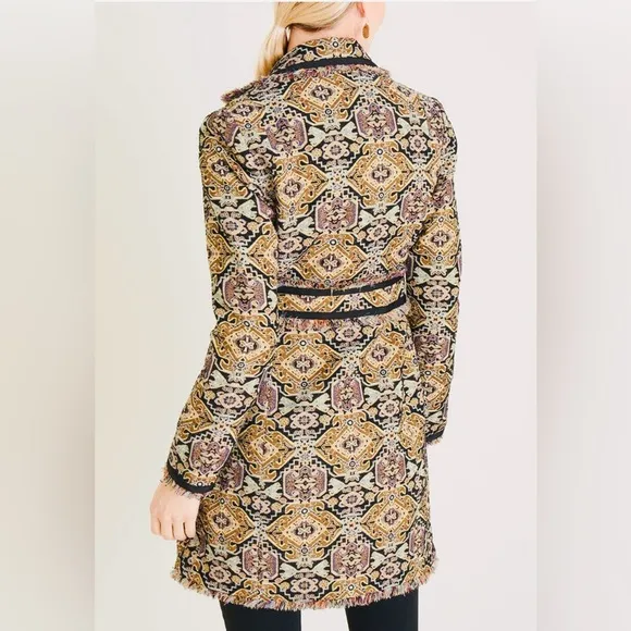 Fringe-Trim Jacquard Topper Jacket- Brand New size 0