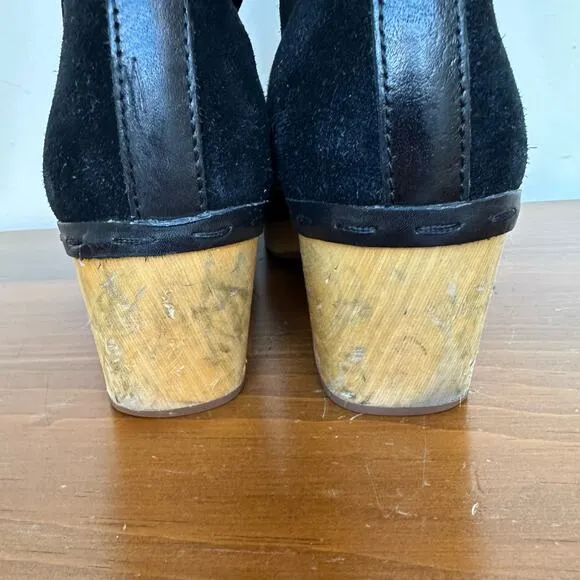 Frye &amp; Co. Black Leather &amp; Suede Heeled Boots - Size 7.5