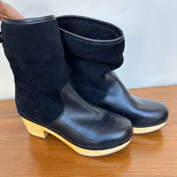 Frye &amp; Co. Black Leather &amp; Suede Heeled Boots - Size 7.5