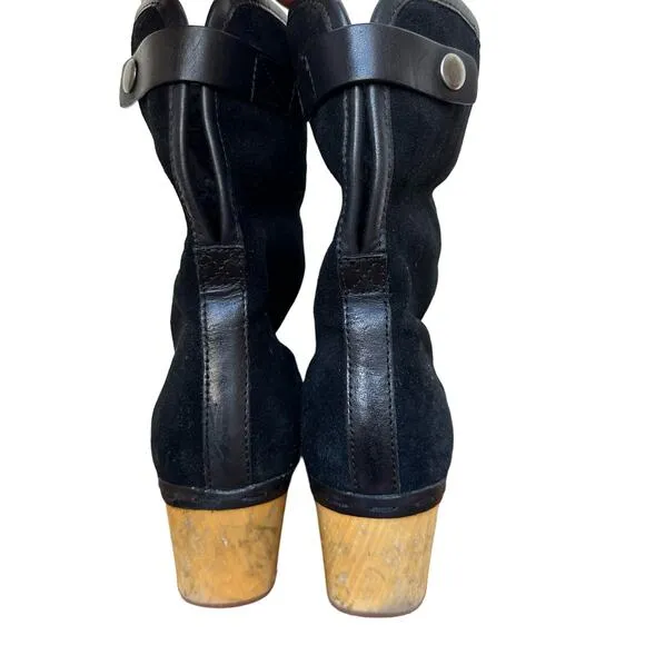 Frye &amp; Co. Black Leather &amp; Suede Heeled Boots - Size 7.5