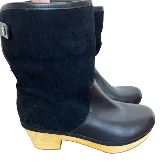Frye &amp; Co. Black Leather &amp; Suede Heeled Boots - Size 7.5