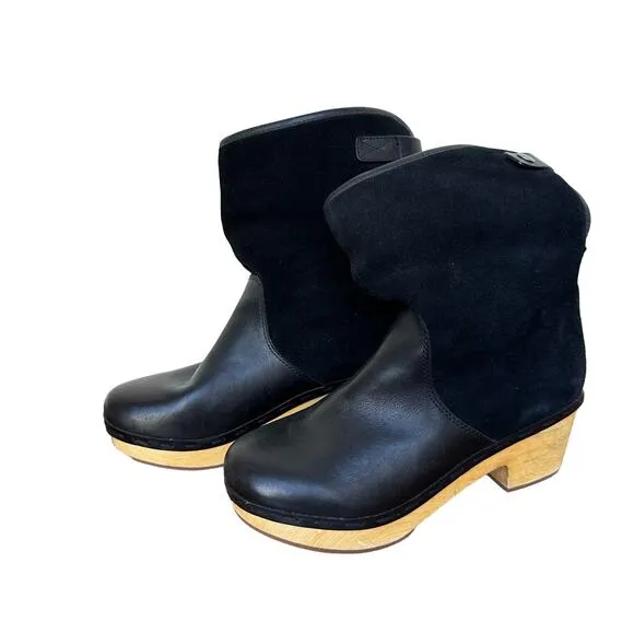 Frye &amp; Co. Black Leather &amp; Suede Heeled Boots - Size 7.5