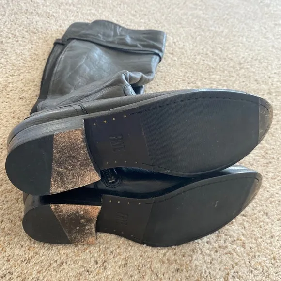 Frye Black Over The Knees Leather Boots