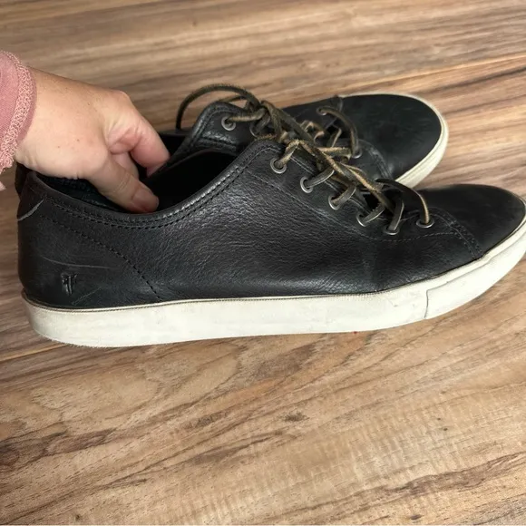 Frye Chambers Mens Black Leather Low Lace Up Sneaker Shoes sz 12