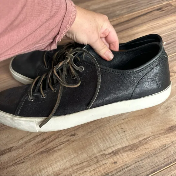 Frye Chambers Mens Black Leather Low Lace Up Sneaker Shoes sz 12