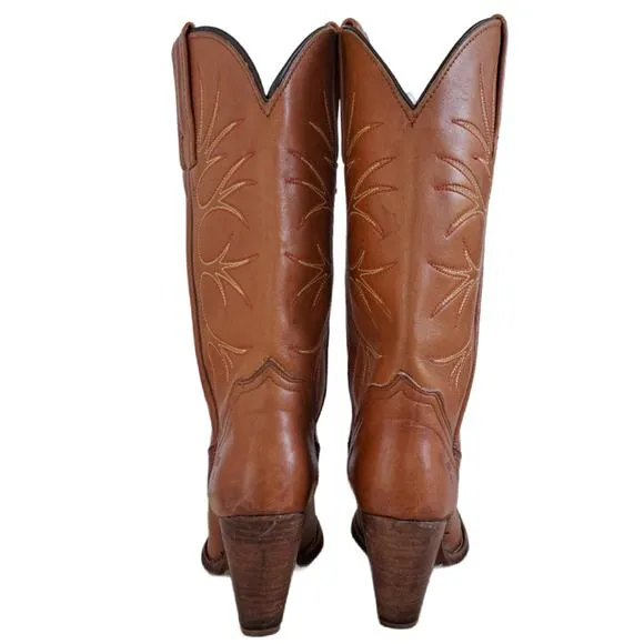 FRYE Cowboy Boots Women's Size 6 Distressed Cognac Brown