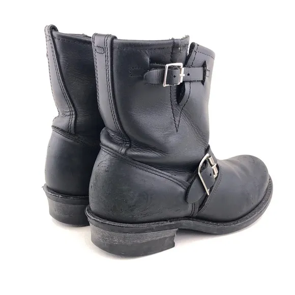 Frye Engineer 8R Black Leather Moto Boots 7.5 M