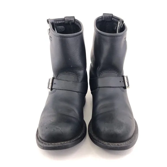 Frye Engineer 8R Black Leather Moto Boots 7.5 M