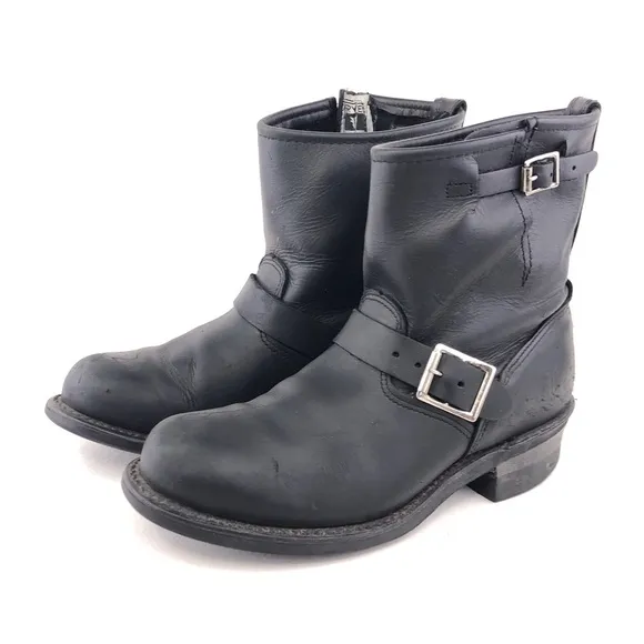 Frye Engineer 8R Black Leather Moto Boots 7.5 M