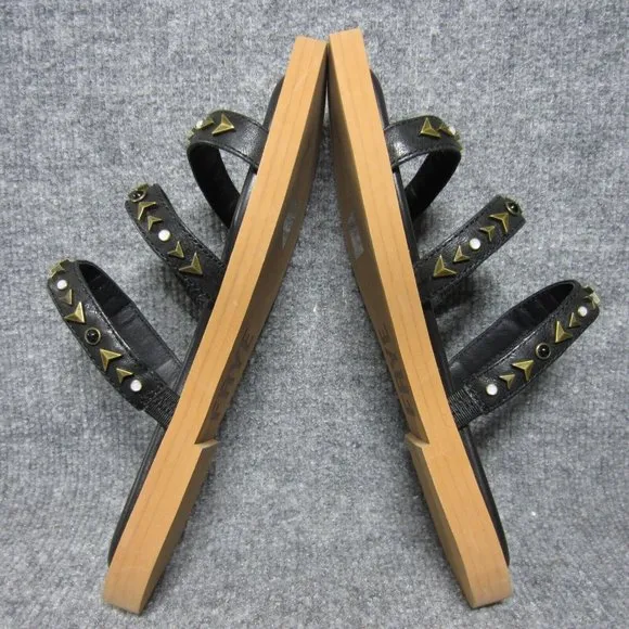 Frye Faye Studded Slide Sandals Womens 6.5 Black Slip On Leather NEW