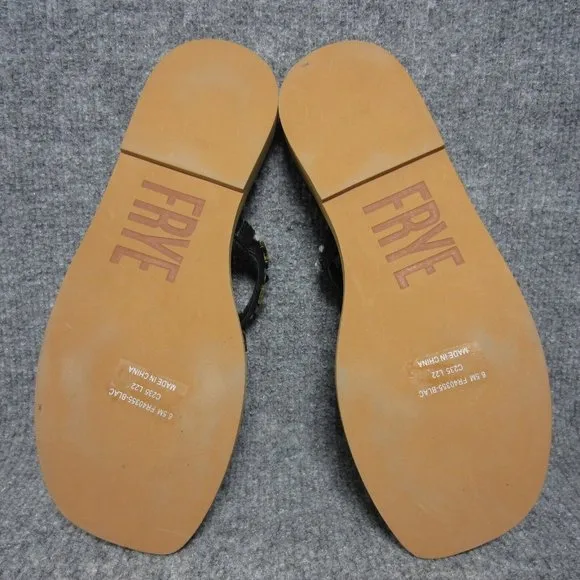 Frye Faye Studded Slide Sandals Womens 6.5 Black Slip On Leather NEW