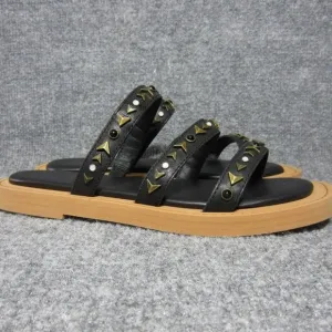 Frye Faye Studded Slide Sandals Womens 6.5 Black Slip On Leather NEW