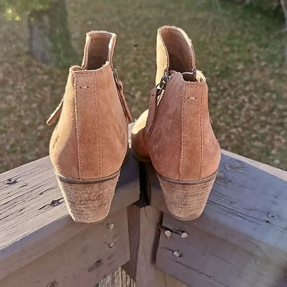 Frye Judish Ash cognac Double Zip ankle boots size 6.5