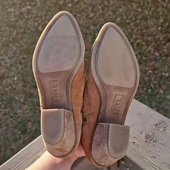 Frye Judish Ash cognac Double Zip ankle boots size 6.5