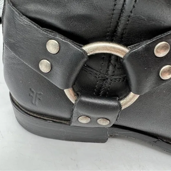 Frye Phillip Harness Short boots booties black leather back zipper closure sz 7