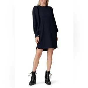 GANNI Navy Striped Long Sleeve Dress