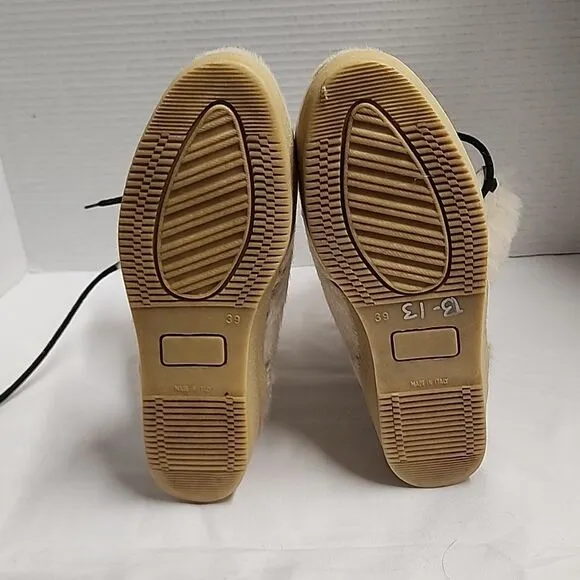 Garden Sport vintage white animal hair tie up women's boots sz 39 made in Italy