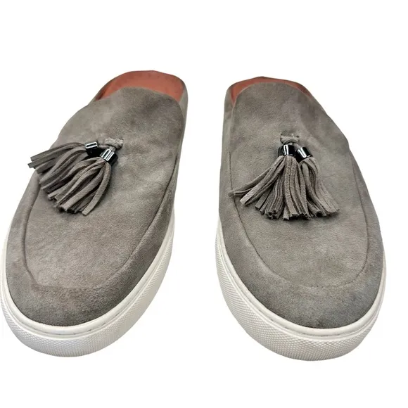 Gentle Souls Kenneth Cole Rory Tassel Loafer Mules Gray Suede Slip On Shoes 10