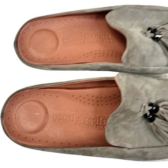 Gentle Souls Kenneth Cole Rory Tassel Loafer Mules Gray Suede Slip On Shoes 10