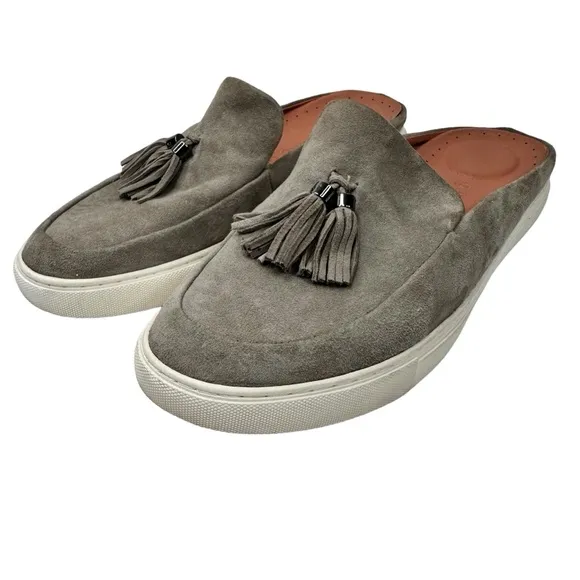 Gentle Souls Kenneth Cole Rory Tassel Loafer Mules Gray Suede Slip On Shoes 10