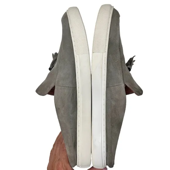 Gentle Souls Kenneth Cole Rory Tassel Loafer Mules Gray Suede Slip On Shoes 10