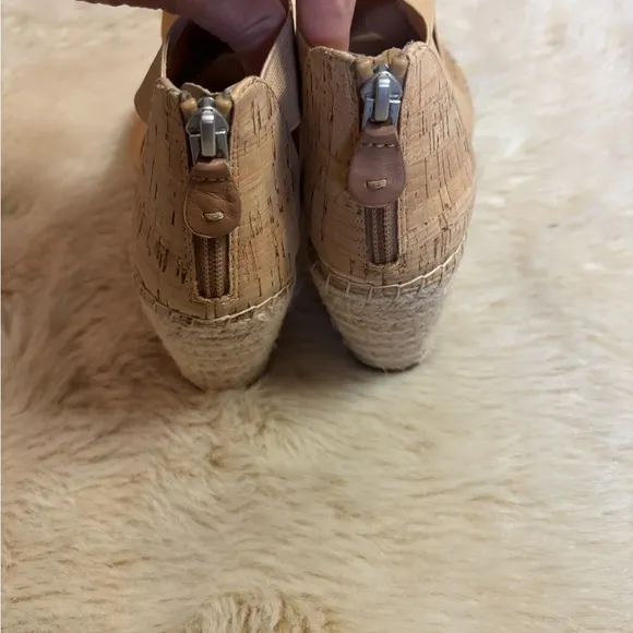 Gentle Souls Tan Wedge Sandals with Elastic Straps