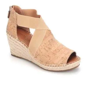 Gentle Souls Tan Wedge Sandals with Elastic Straps