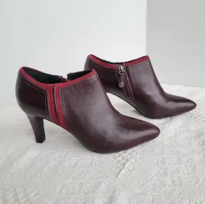 GEOX RESPIRA Bootie Heels Red Leather Zip up  Boots Shoes