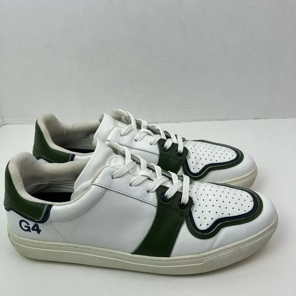 G/Fore Competition Disruptor Stripe White Olive Golf Shoes Leather Spikeless 11