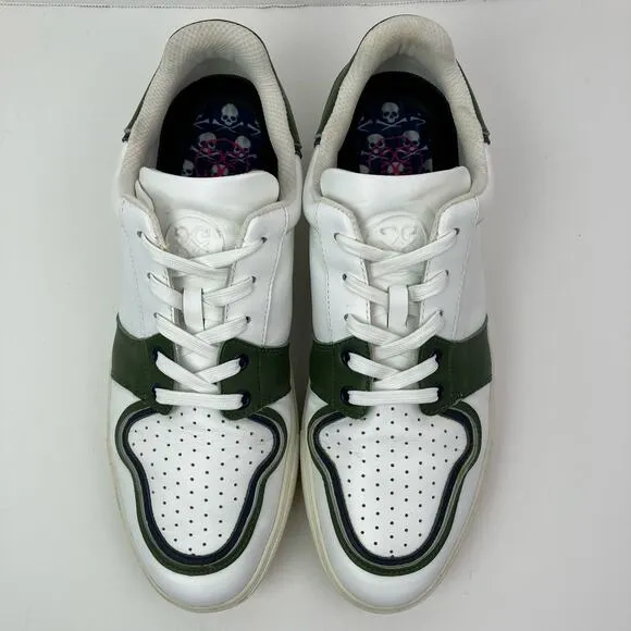 G/Fore Competition Disruptor Stripe White Olive Golf Shoes Leather Spikeless 11