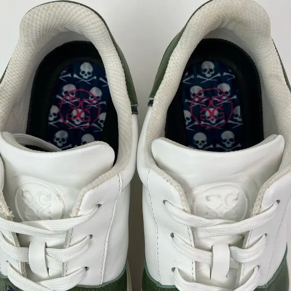 G/Fore Competition Disruptor Stripe White Olive Golf Shoes Leather Spikeless 11