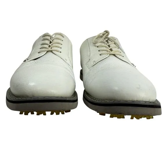 G/Fore G4 Saddle Gallivanter White Pebble Leather Golf Shoes Mens Size 11.5