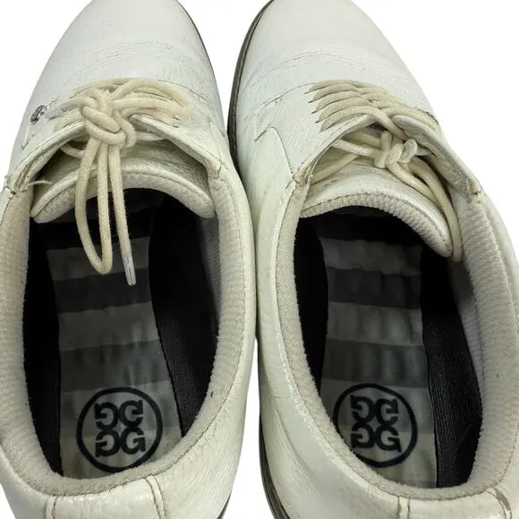 G/Fore G4 Saddle Gallivanter White Pebble Leather Golf Shoes Mens Size 11.5