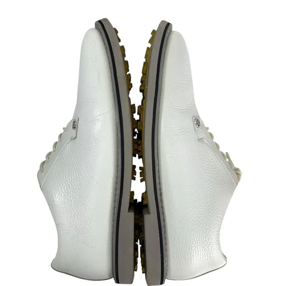 G/Fore G4 Saddle Gallivanter White Pebble Leather Golf Shoes Mens Size 11.5