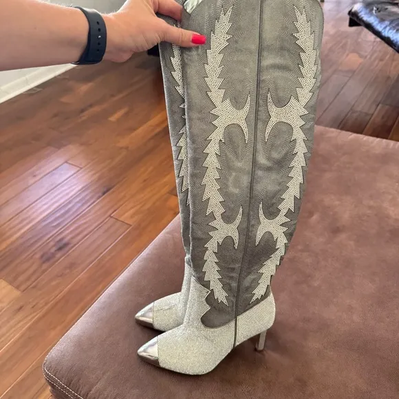 Gianni Bini KatyannaTwo Over-the-Knee Rhinestone Embellished Western Dress Boots