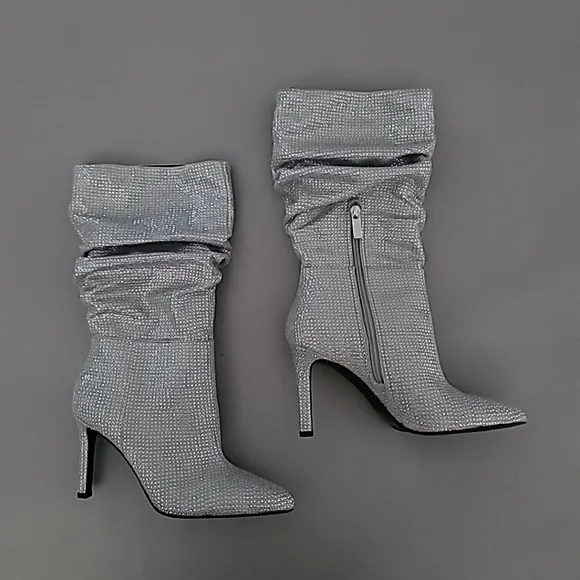 Gianni Bini x Nastia Liukin Kiki Rhinestone Slouchy Pointed Toe Dress Boots 7M