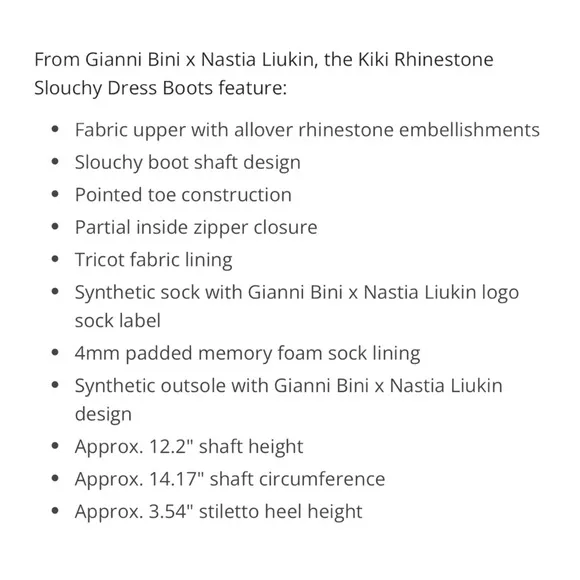 Gianni Bini x Nastia Liukin the KIKI Rhinestone Slouchy Dress Boot