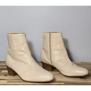 Giorgio Brutini Calloway Men's White Leather Ankle Dress Boots Size 8.5M Zip