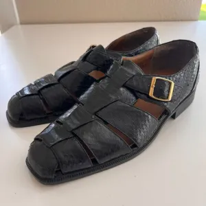 Giorgio Brutini Genuine Snakeskin Men's Black Sandals Sz 11.5M